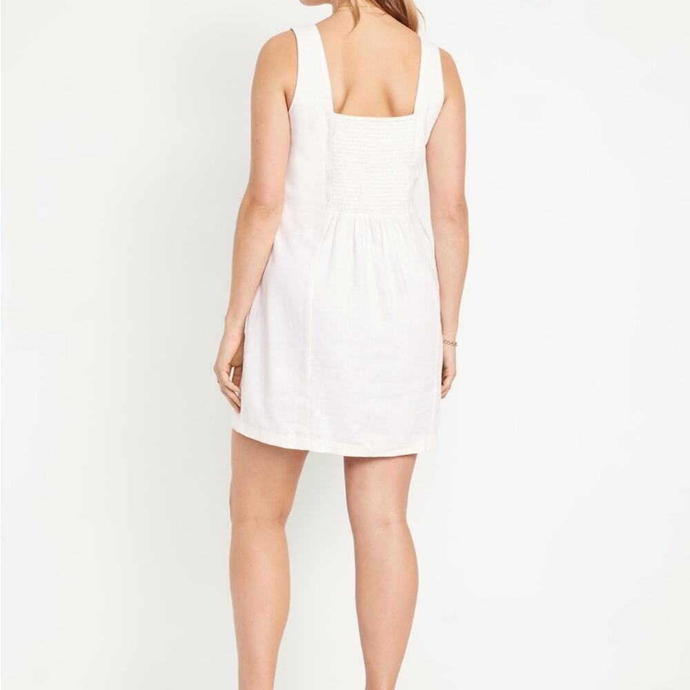 Old Navy White Lilies Square-Neck Linen-Blend Mini Dress - Picture 2 of 12